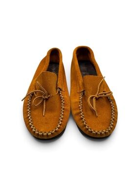 Vintage 70s 80s Handmade Suede Leather Moccasins Southwestern Shoes Size 10